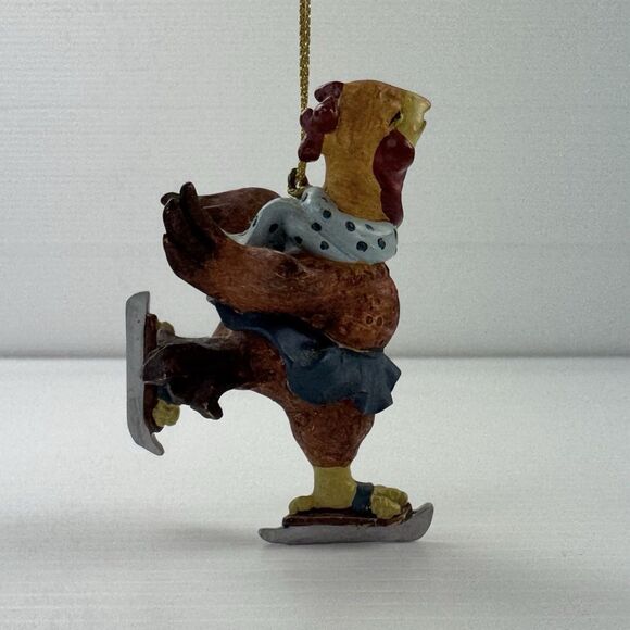 Folk Art Rooster Ice Skating Christmas Ornament Country Rustic Chicken - Picture 2 of 9